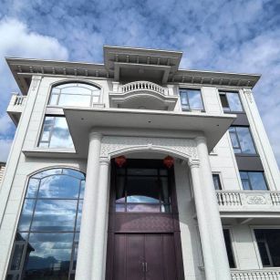 巴彦淖尔白麻别墅外墙干挂石材效果示例