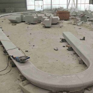 巴彦淖尔 芝麻白花岗岩弧形花坛石，坐凳石