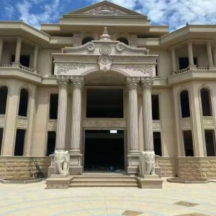 巴彦淖尔 黄金麻别墅外墙干挂，大柱，大象，蘑菇石，雕花板