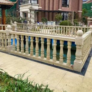 巴彦淖尔黄金麻花岗岩石材栏杆，扶手，将军柱，花瓶柱