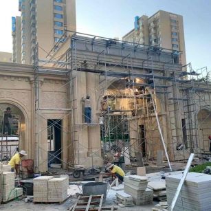 巴彦淖尔 黄金麻荔枝面花岗岩小区门楼外墙干挂