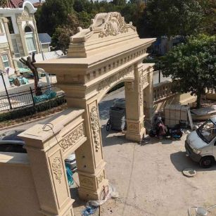 巴彦淖尔 黄金麻荔枝面花岗岩别墅门楼