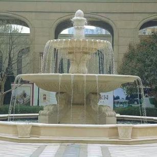 巴彦淖尔 黄金麻花岗岩异型加工——户外庭院石雕流水喷泉