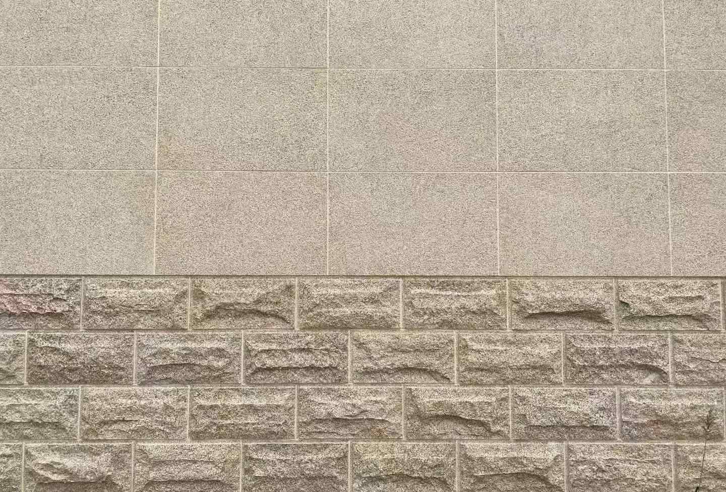 巴彦淖尔 黄金麻自然面蘑菇石配荔枝面干挂