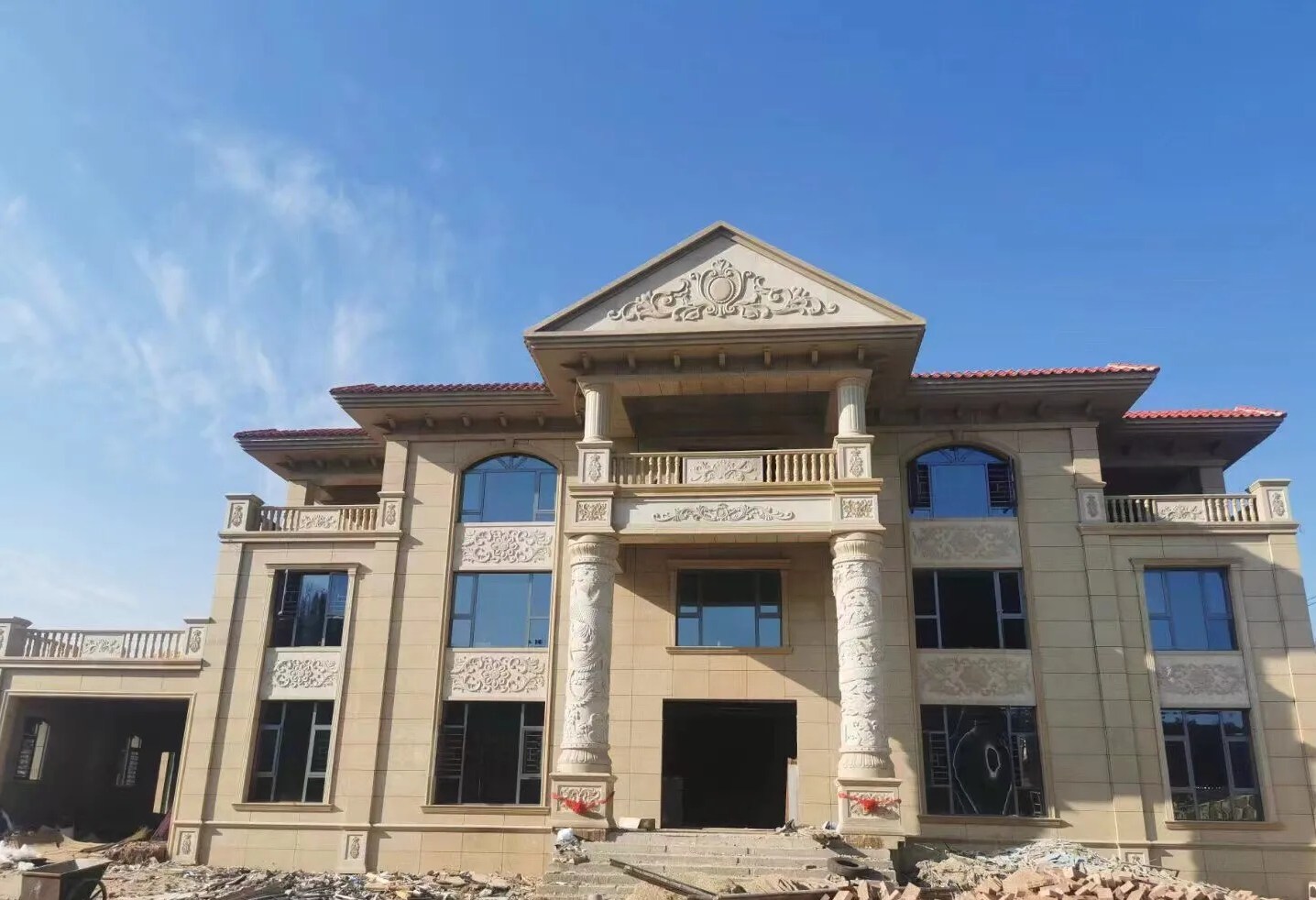 巴彦淖尔 黄金麻花岗岩别墅外墙干挂